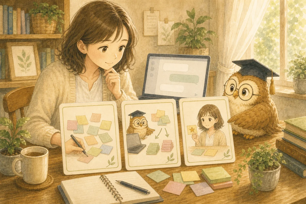 書き出すのは自分・並べるのはAIと一緒・決めるのは自分、という今日のポイント