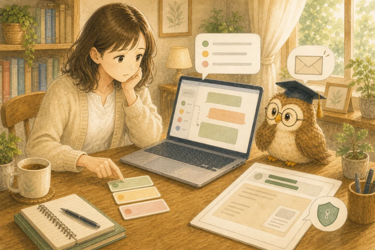 AIに相手のメールと伝えたい要点を渡している相談者