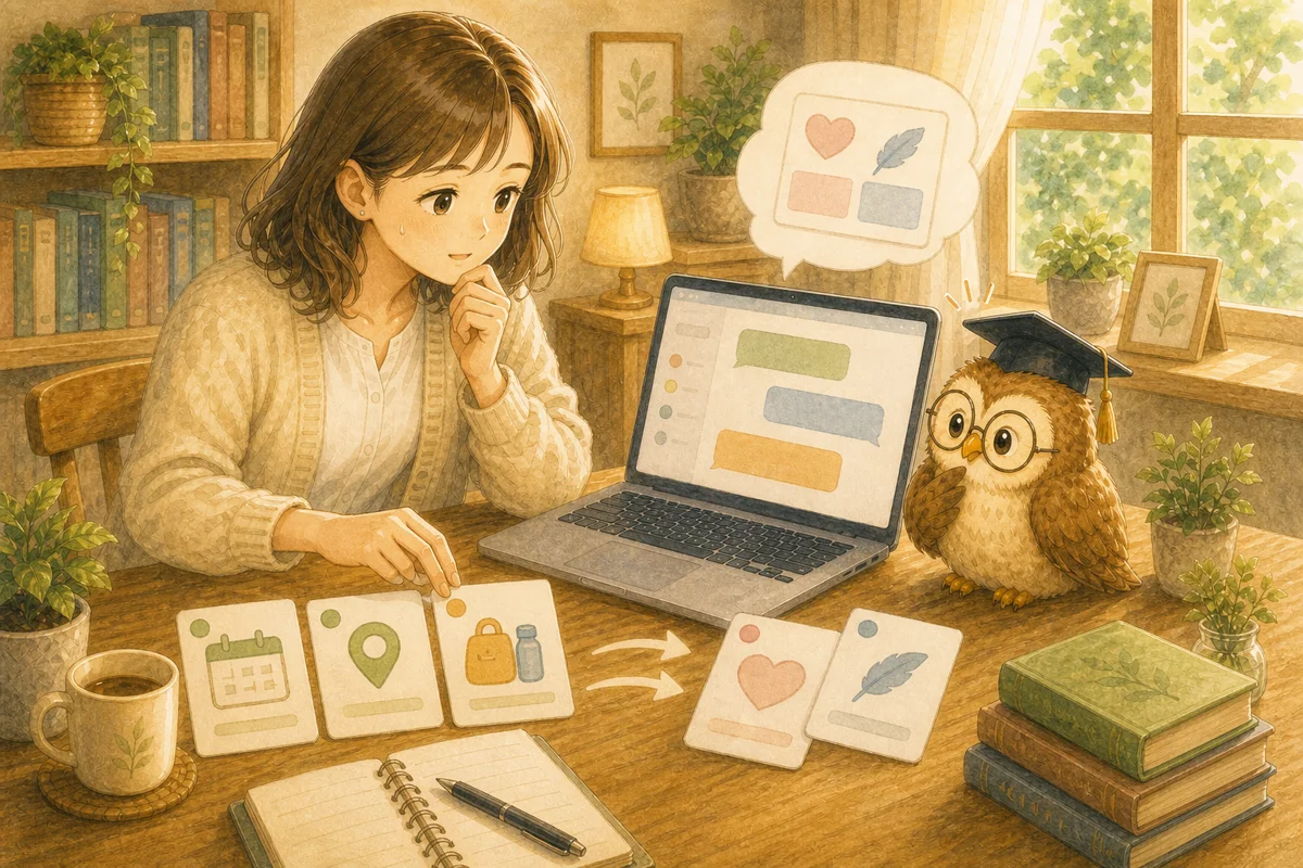 用件の箇条書きと希望のトーンをAIに伝えている相談者