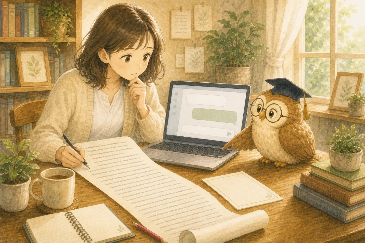 書いた文章をAIに渡して短くしてもらっている相談者