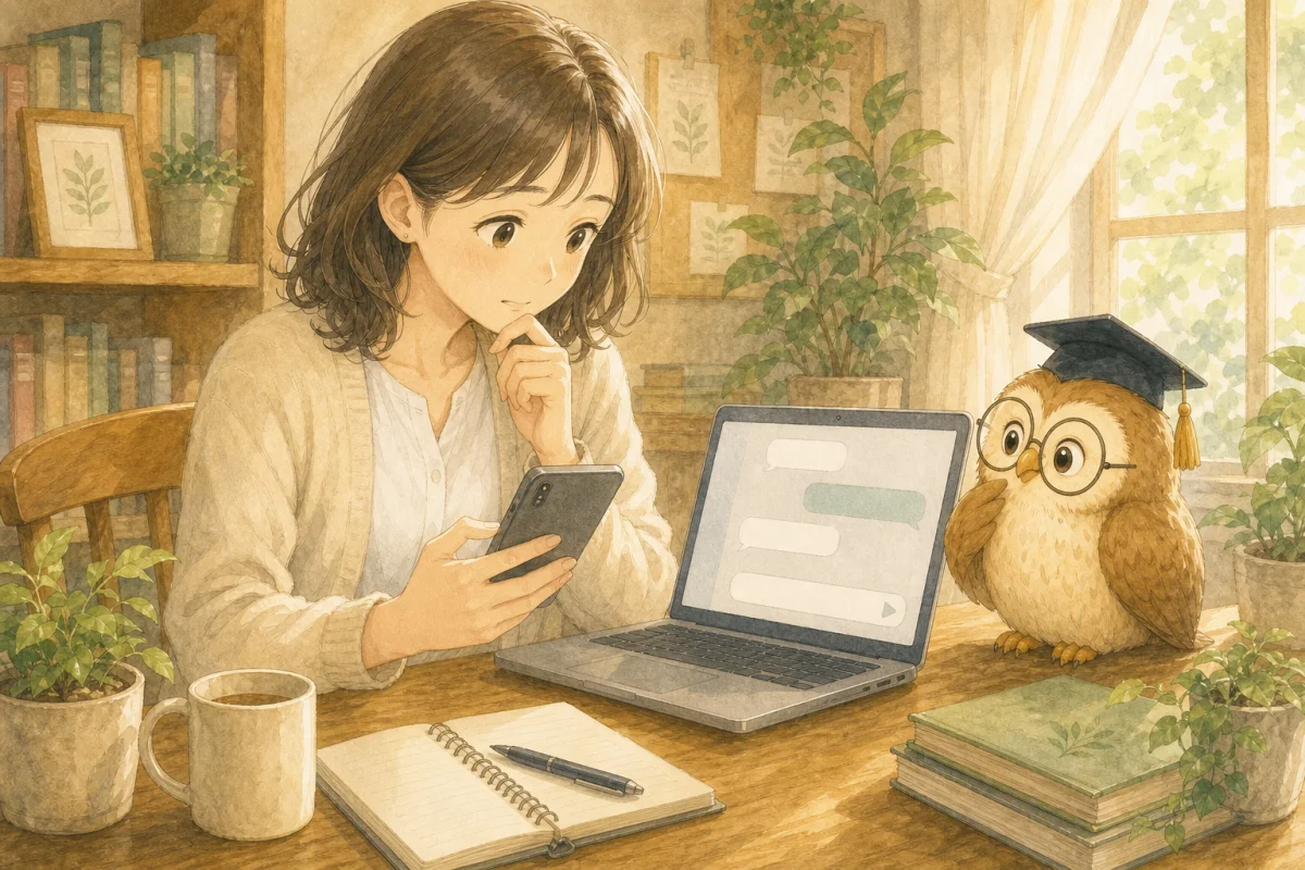 スマホでChatGPTに初めての質問を打っている相談者
