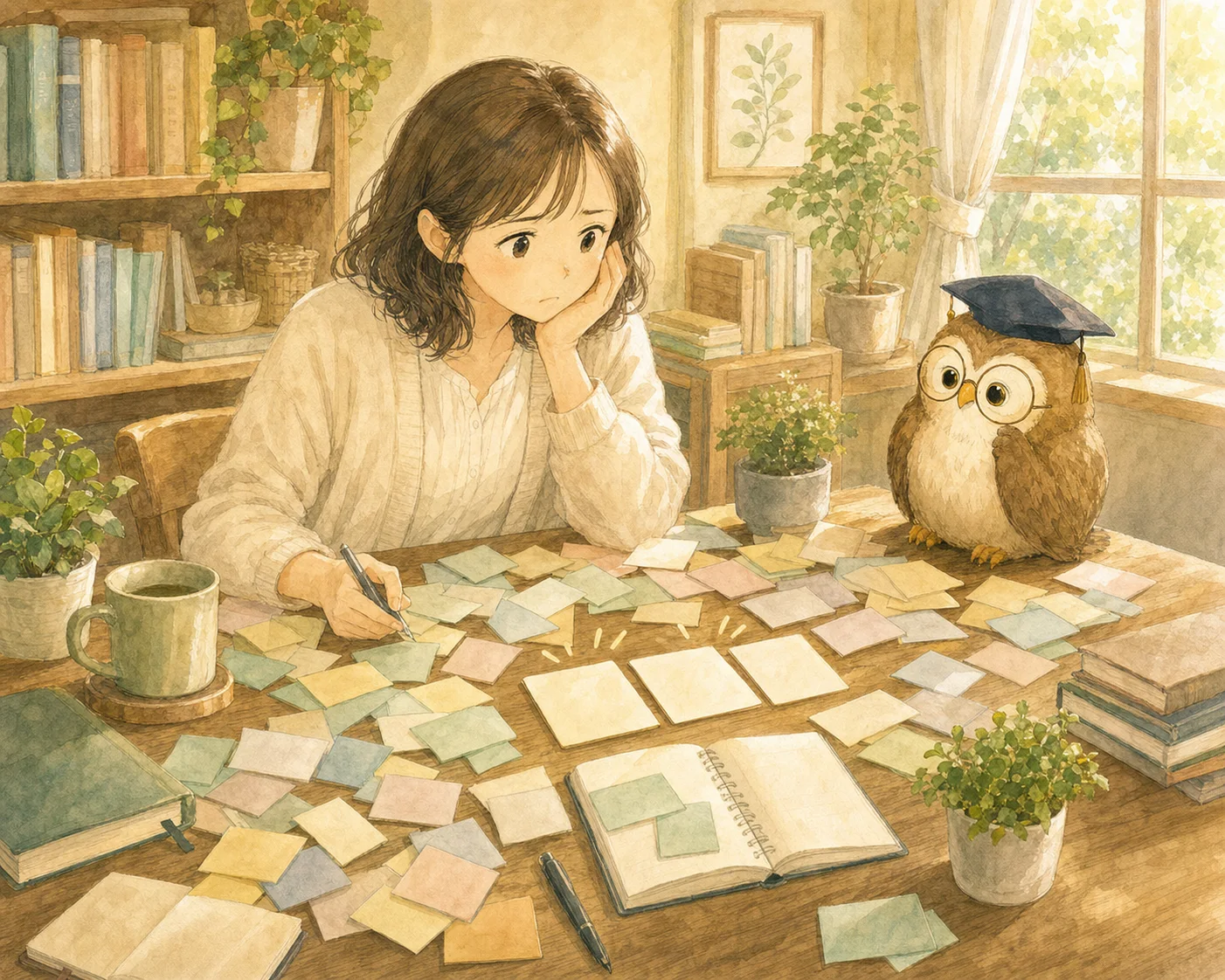 やることの多さに圧倒されて手が止まっている主人公