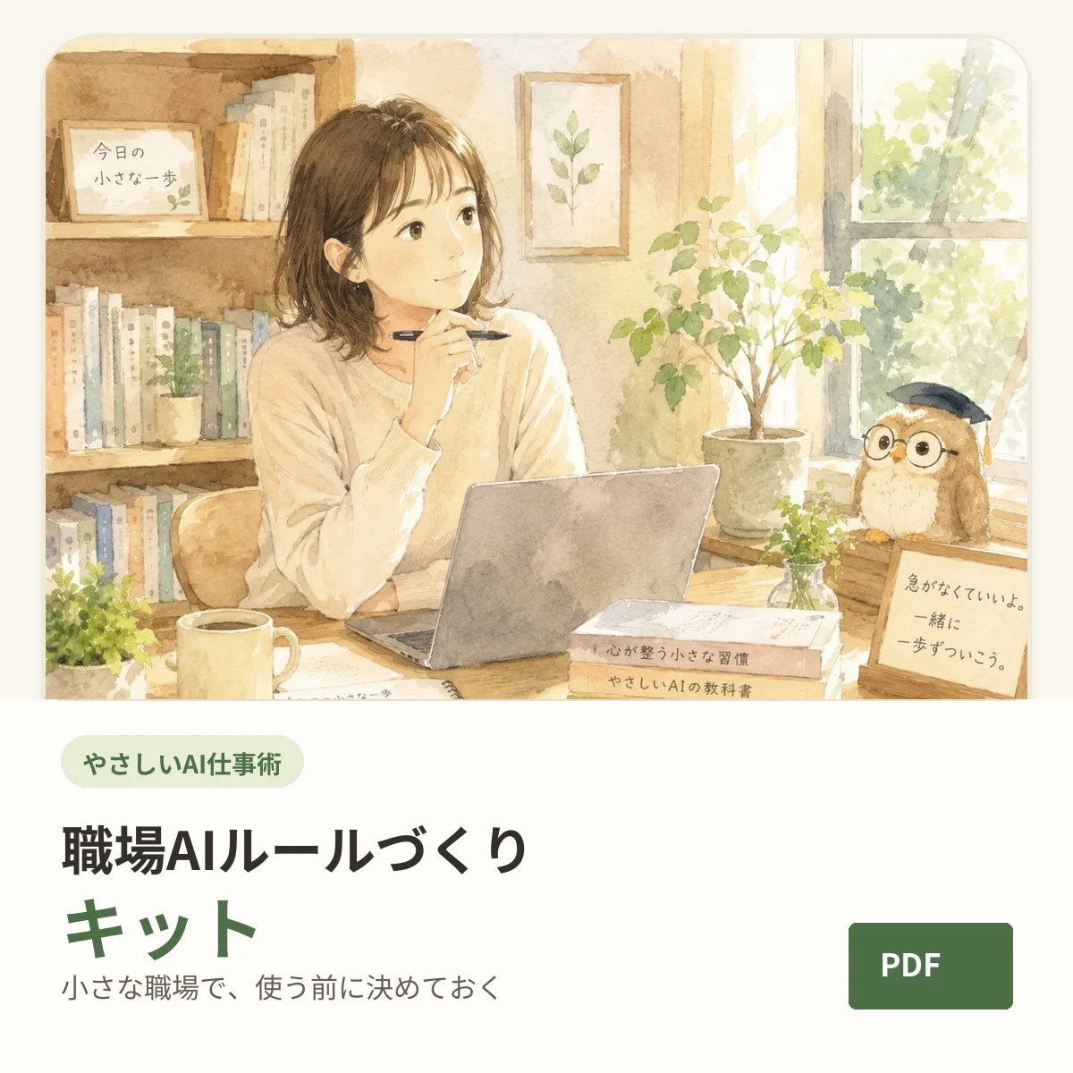 やさしい職場AIルールづくりキットの商品表紙と誌面見本