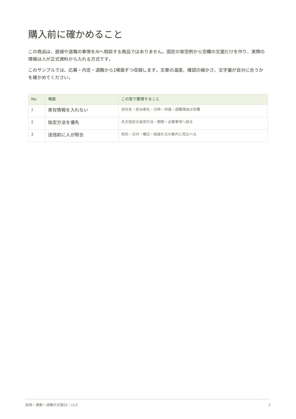 実在情報をAIへ入れず、正式な案内と照合する購入前の確認